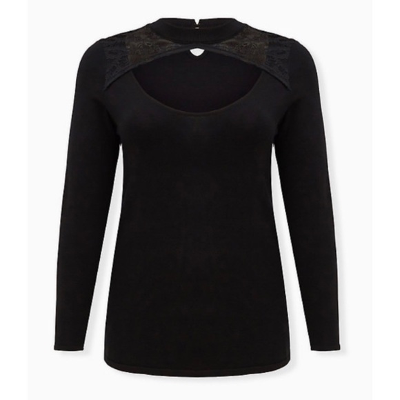 ๐ Black Lace Keyhole Pullover Sweater NWT Torrid - Picture 4 of 6